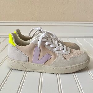 Veja | Women's V-10 Suede Multico Sable Parme Sneakers Size US 10 EU 41